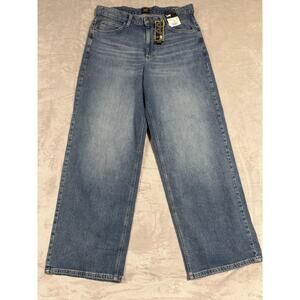 Lee Heritage Loose Straight High Rise Wide Leg Jeans Indigo Focus Womens Size 12